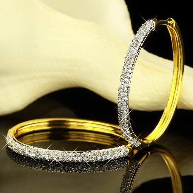 Ohrringe Herz Zirkonia weiss 750er Gold 18 Karat vergoldet gelbgold O1161S