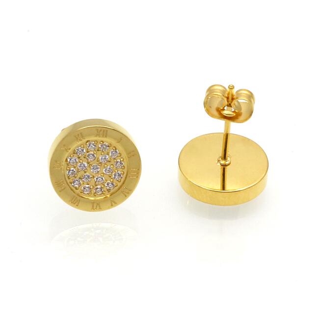 Luxus Ohrringe 10 mm Zirkonia weiß 750er Gold 18K vergoldet Farbe wählbar O3023