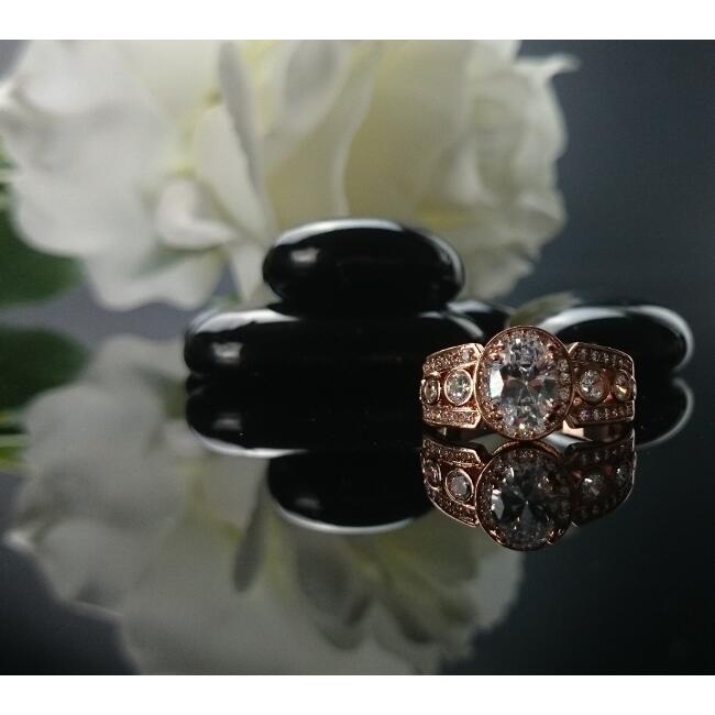 Lujo señora anillo circonita Weiss 750 Gold 18 quilates dorado Rosegold r2534