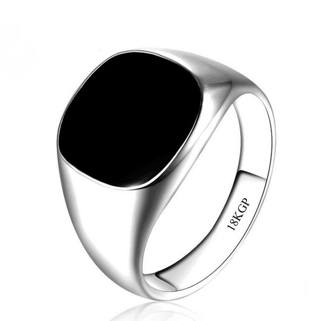 Anillo de hombre Onyx negro sello anillo real 750er oro 18 quilates dorado r2777