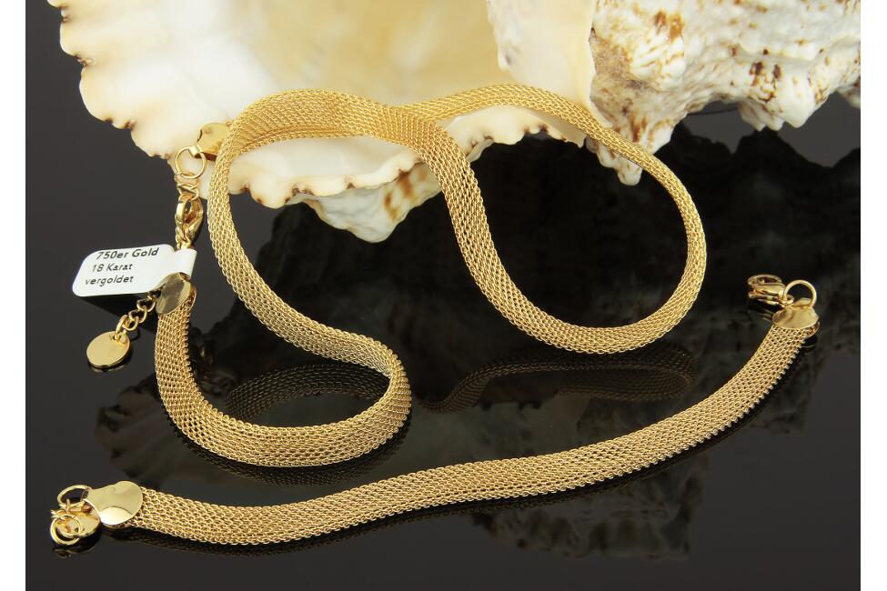 Damen Herren Königskette 8 mm Halskette 750er Gold 18K vergoldet UVP 160€ K1821